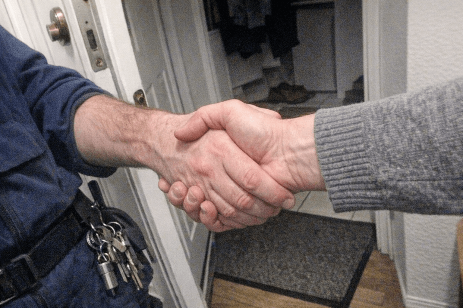 Zwei Personen schütteln sich vertrauensvoll die Hand